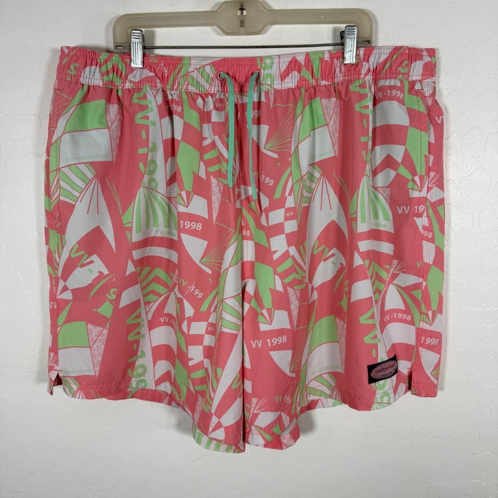 Vineyard Vines Swim Trunks Mens 3XB Big Pink‎ Lined Swimming Hawaiian Floral